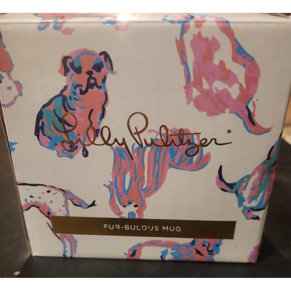 New In Box Lily Pulitzer Fur-bulous Mug Pastel Pink Gold - Picture 3 of 5